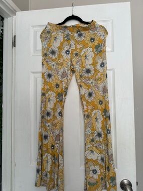 O'Neill Yellow Floral Wide Leg Jumpsuit Pants